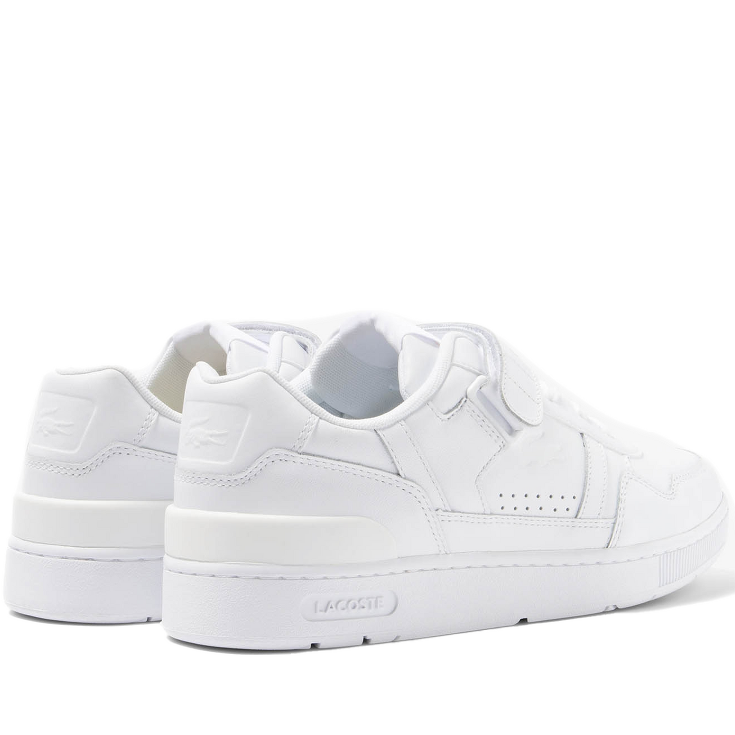 Men's Lacoste T-Clip Velcro Leather Sneakers - White/ White