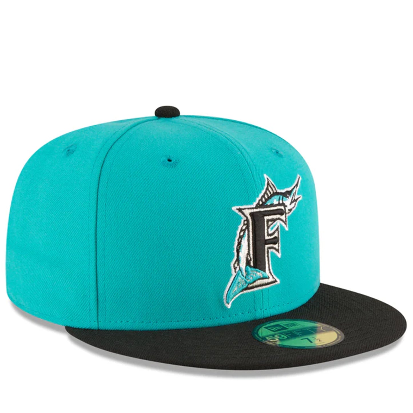 New Era Florida Marlins 59Fifty World Series Fitted Hat - Teal/Black
