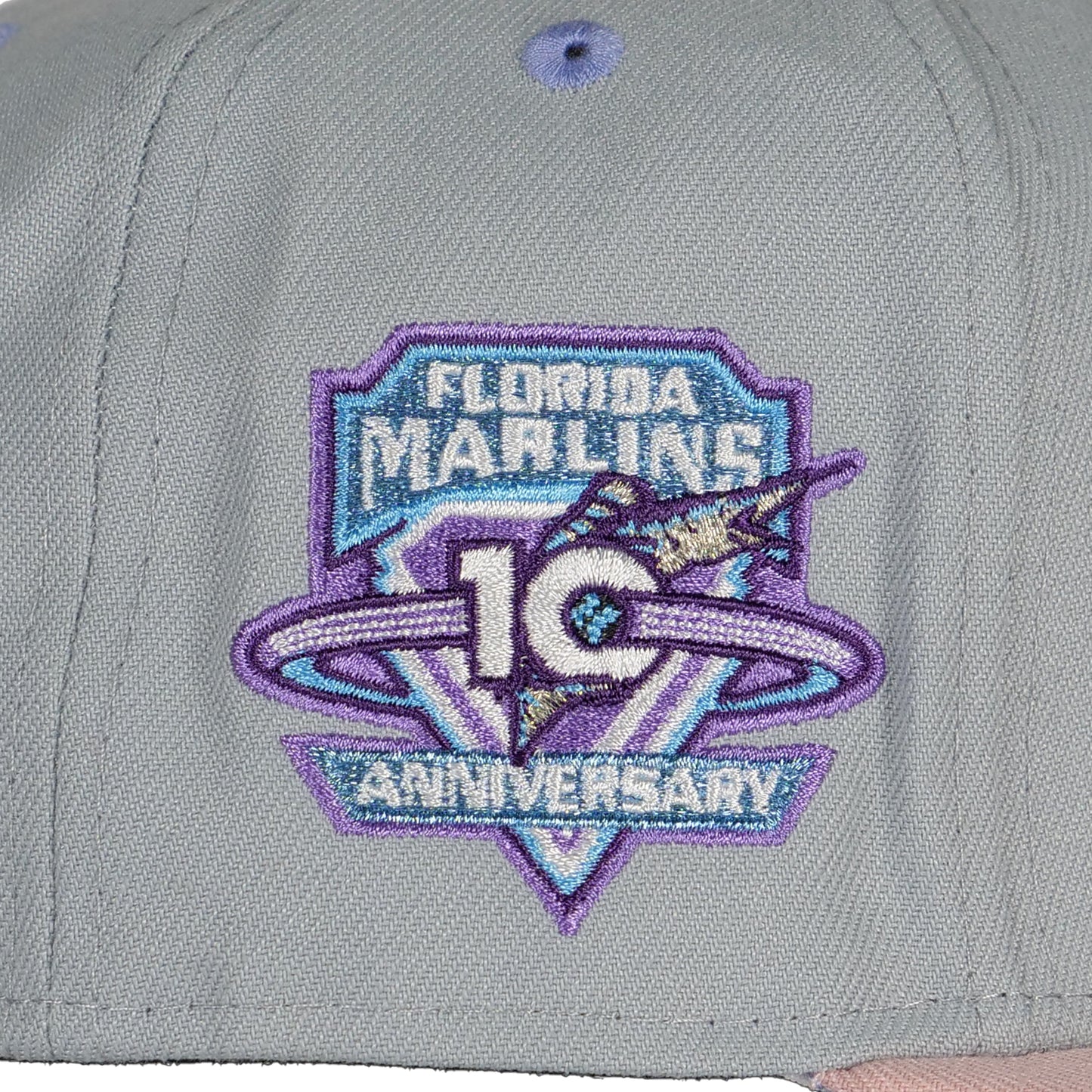 New Era Florida Marlins 59Fifty Fitted Hat - Grey/ Pink/ Purple