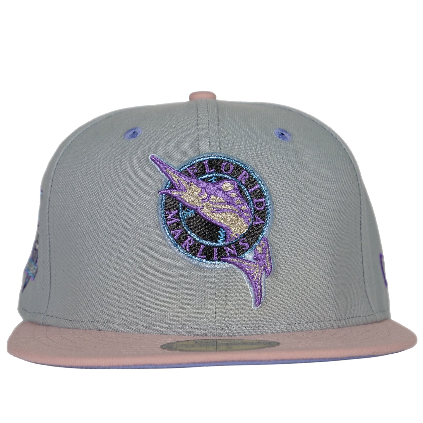 New Era Florida Marlins 59Fifty Fitted Hat - Grey/ Pink/ Purple