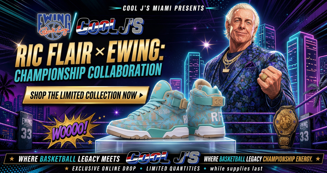 Ewing Athletics 33 HI x Ric Flair Nature Boy limited edition sneakers — Cool J's Miami exclusive drop