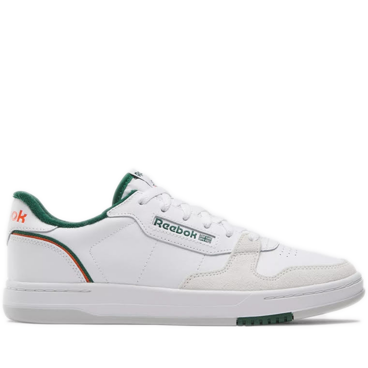 Men's Reebok Phase Court Shoes - White / White / Dark Green