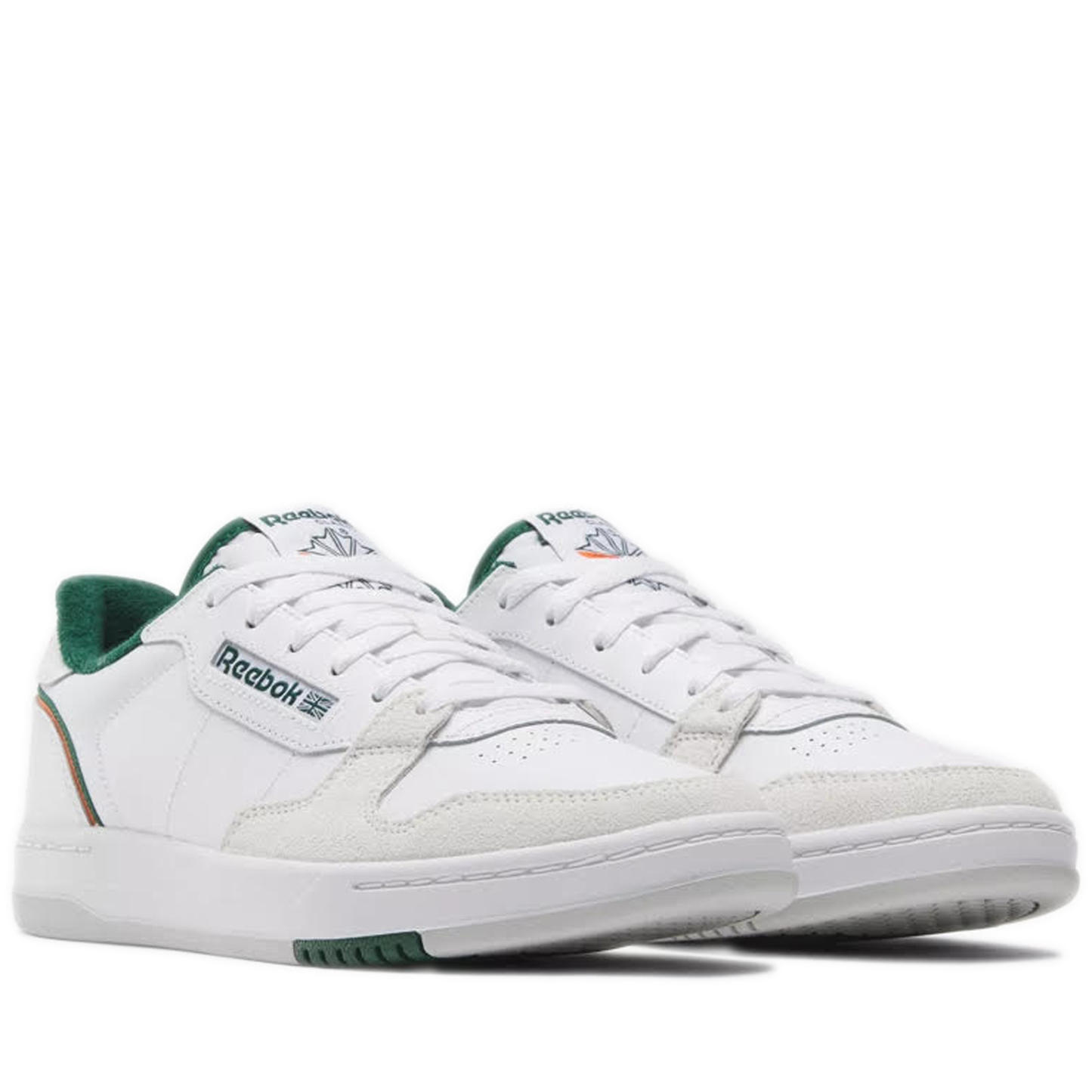 Men's Reebok Phase Court Shoes - White / White / Dark Green