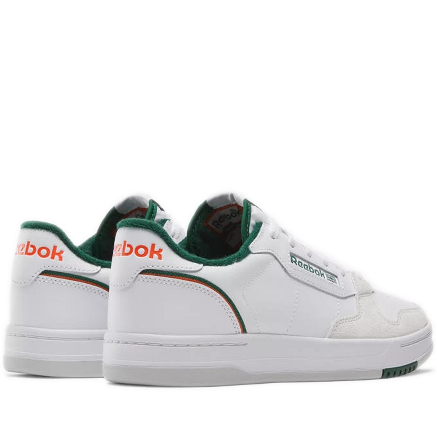 Men's Reebok Phase Court Shoes - White / White / Dark Green