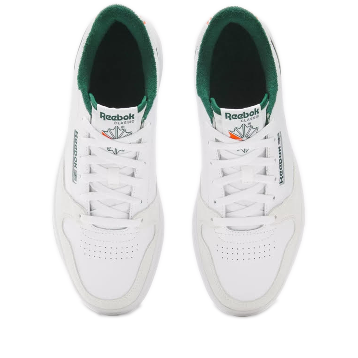 Men's Reebok Phase Court Shoes - White / White / Dark Green