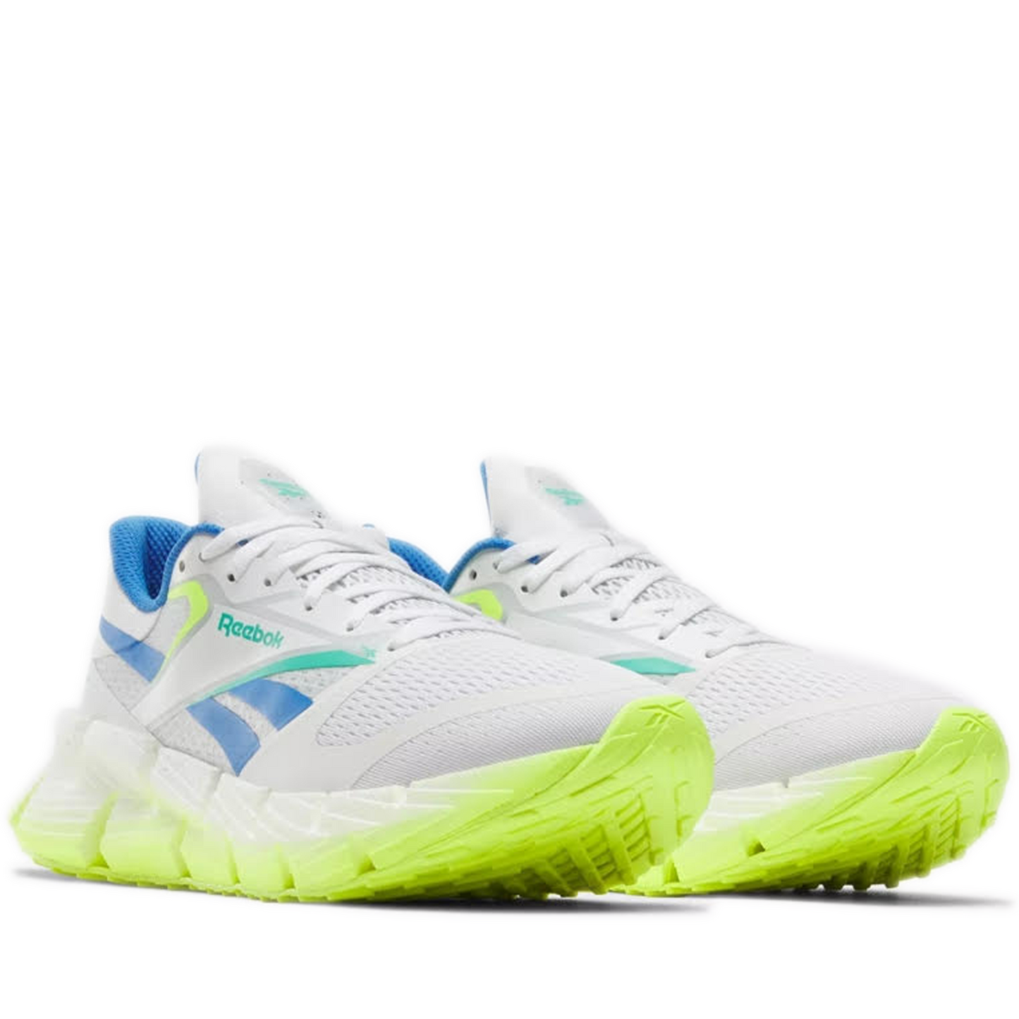 Men's Reebok FloatZig 1 Shoes - Footwear White / Digital Lime / Kinetic Blue