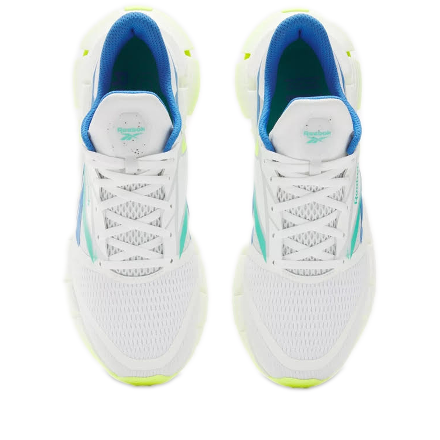 Men's Reebok FloatZig 1 Shoes - Footwear White / Digital Lime / Kinetic Blue