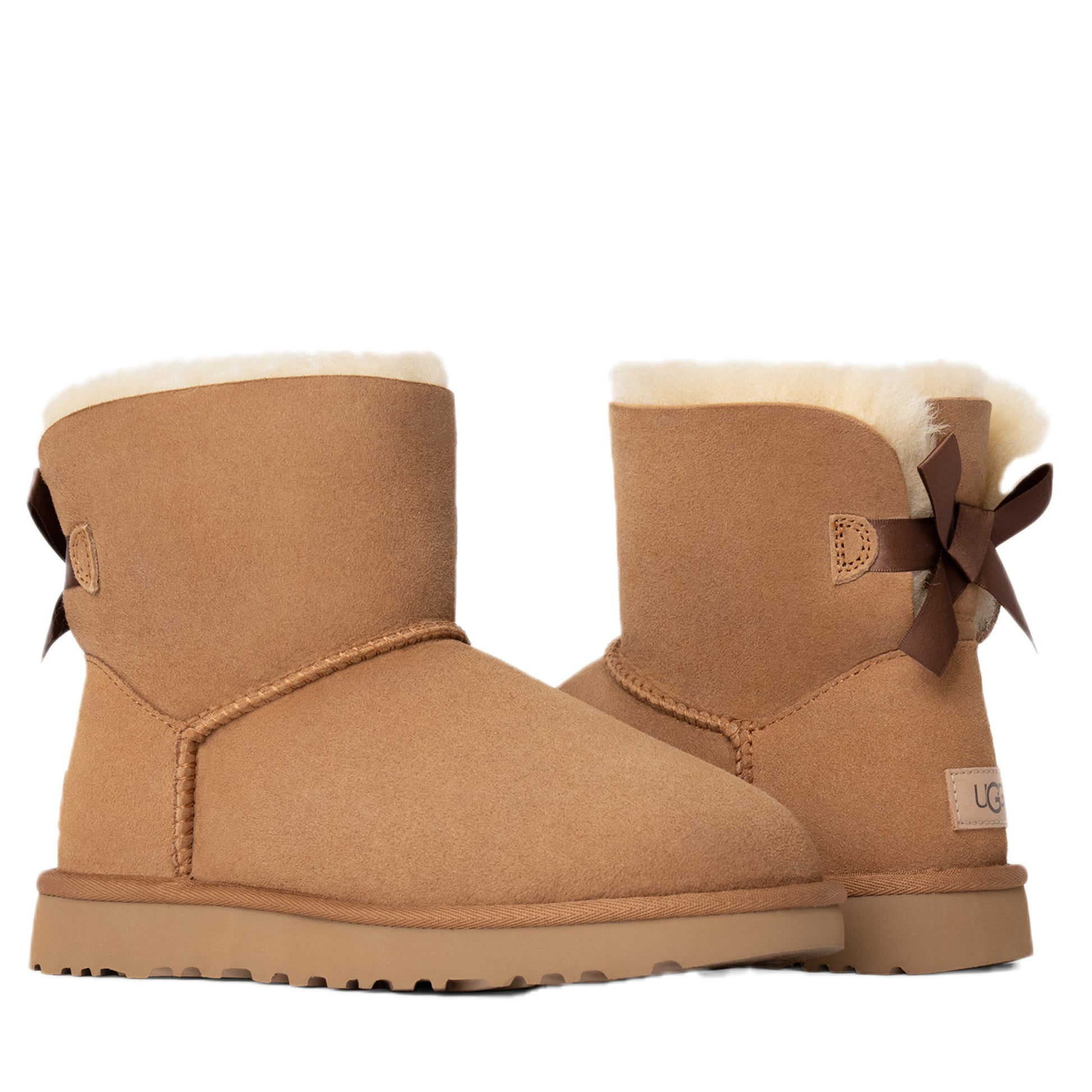 Women's Ugg Mini Bailey Bow II - Chestnut Front Heel