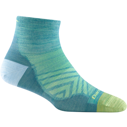 Women's Darn Tough Run Quarter No Cushion Ultra-Lightweight Running Socks - Aqua