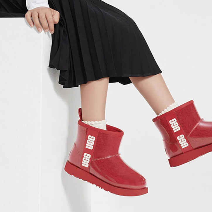 Kids Ugg Classic Clear Mini II Boot - Samba Red