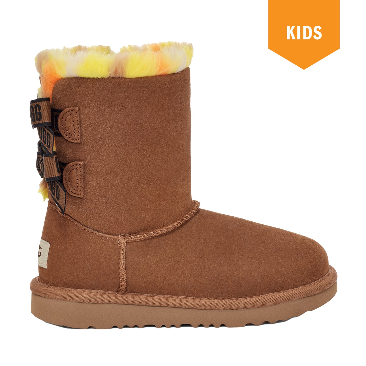 Kids Ugg Bailey Bow Plaid Punk - Chestnut