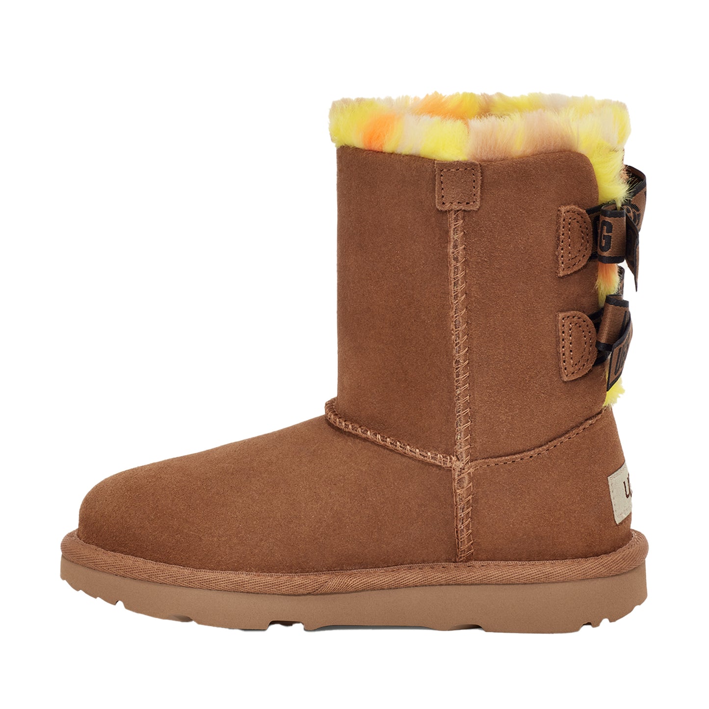 Kids Ugg Bailey Bow Plaid Punk - Chestnut