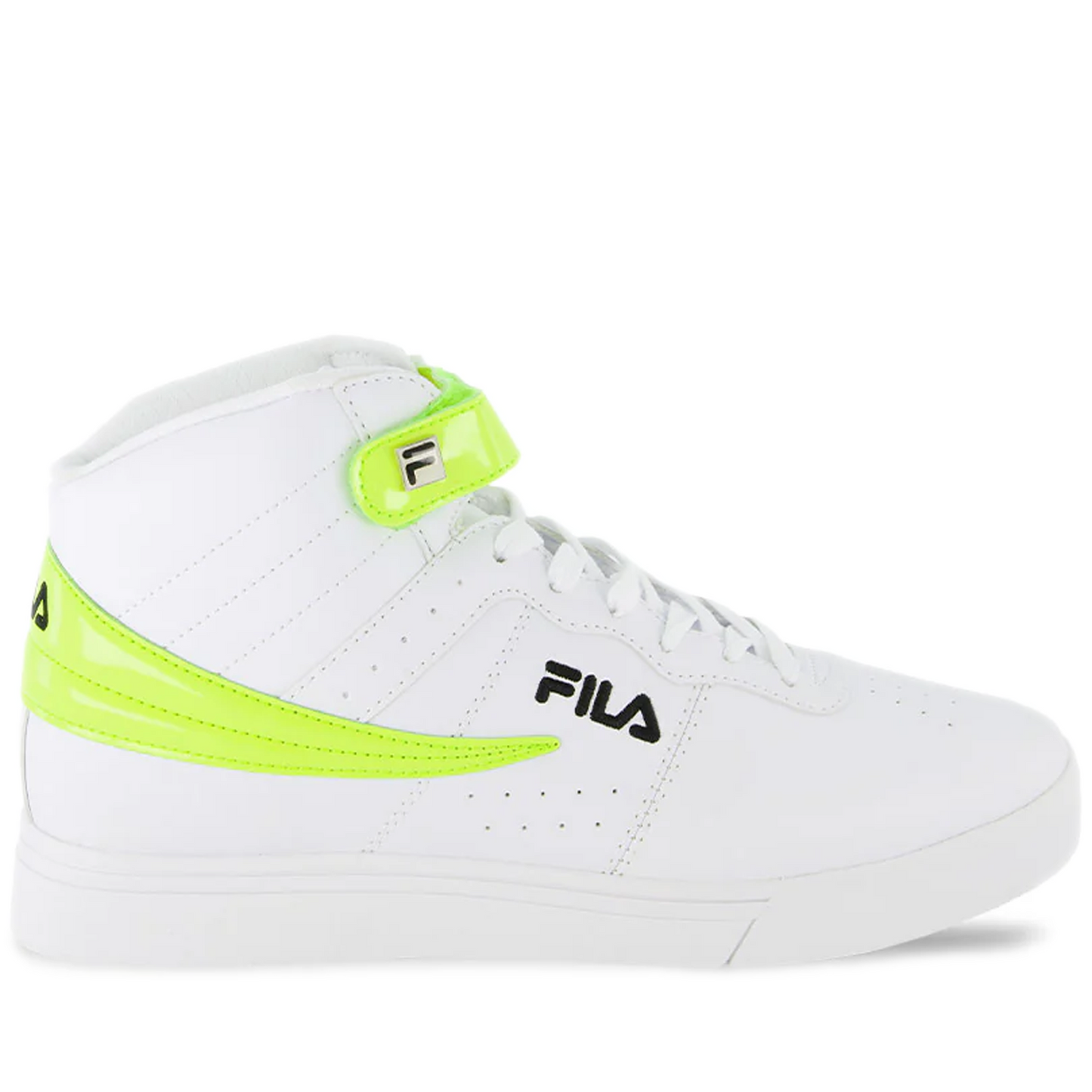 Men's Fila Vulc 13 Patent Flag - White/ Safety Yellow/ Black