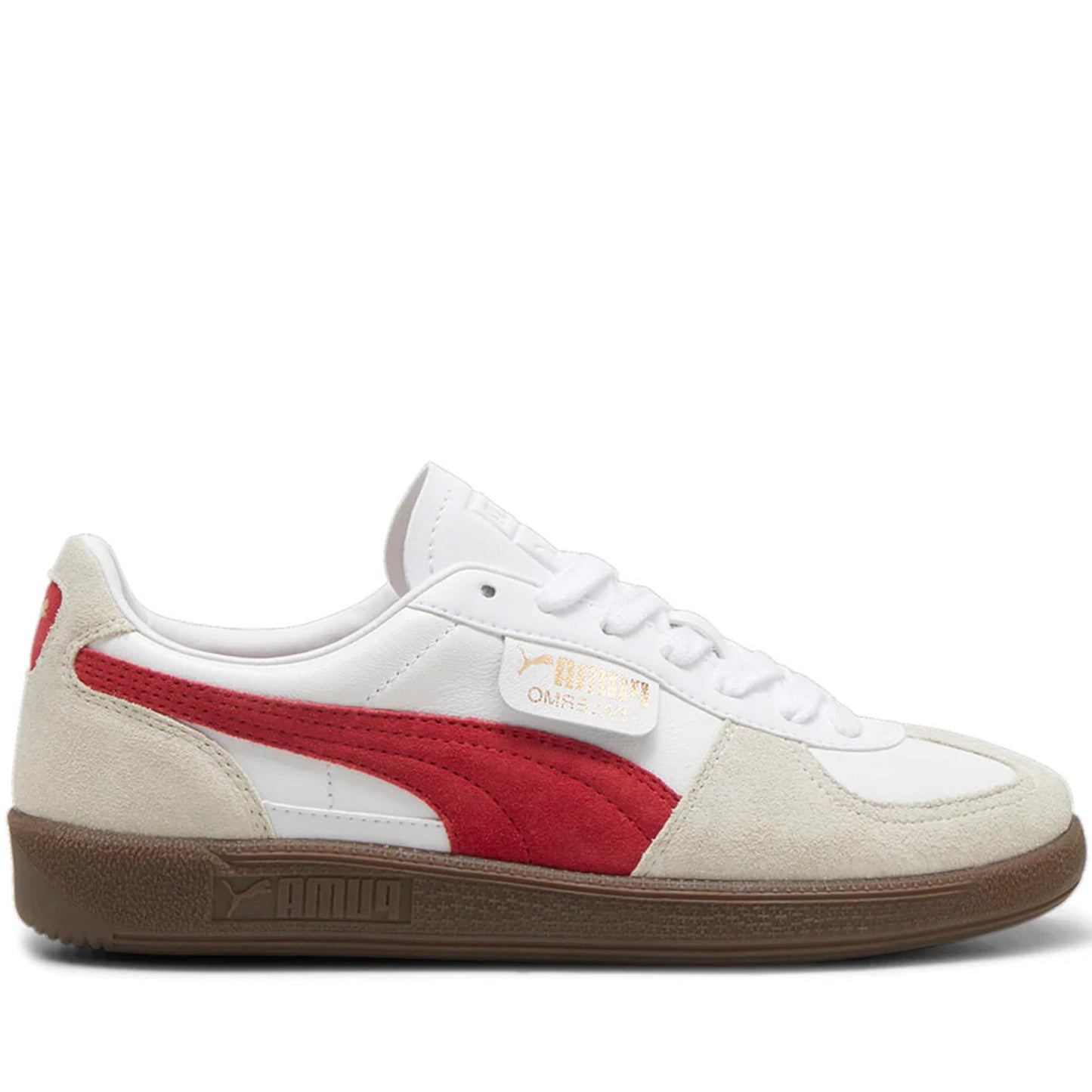 Men's Puma Palermo Leather Shoes - White/Vapor Grey/Club Red
