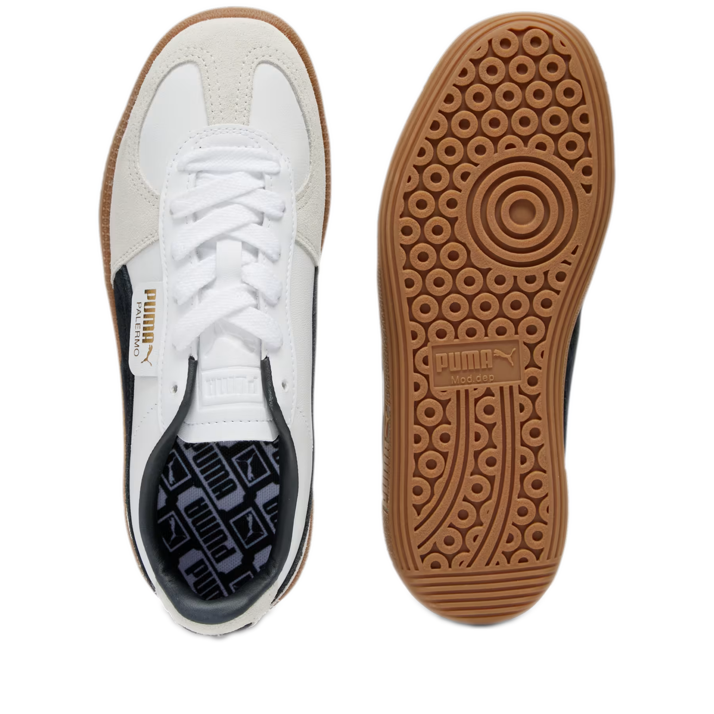 Women's Puma Palermo Vintage Shoes - PUMA White/ Vapor Gray/ Gum