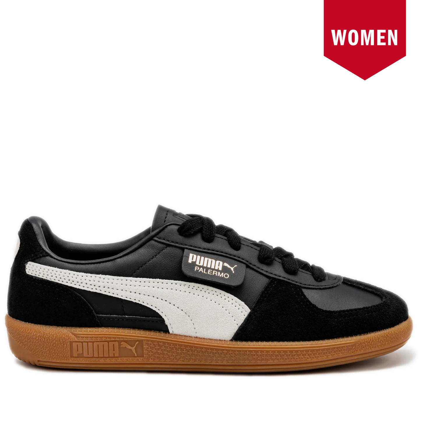 Women's Puma Palermo Vintage Shoes - PUMA Black/ Feather Gray/ Gum