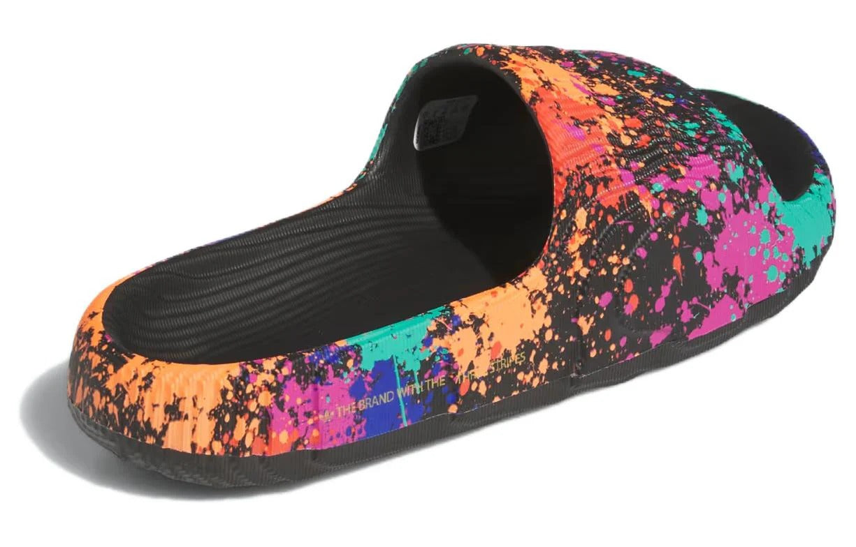 Men's Adidas Adilette 22 Slides - Black Paint Splatter