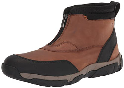 Men's Clarks Grove Zip II Boots - Dark Tan Leather