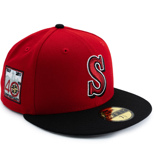 New Era Seattle Mariners 59FIFTY Fitted Hat - Scarlet Red