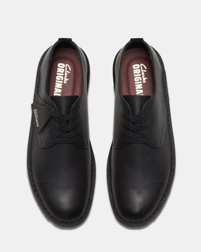 Men's Clarks Desert Rock Lo Derbys Leather - Black