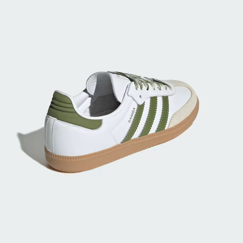 Women's Adidas Samba OG - Cloud White/Tech Olive – Cool J's Miami