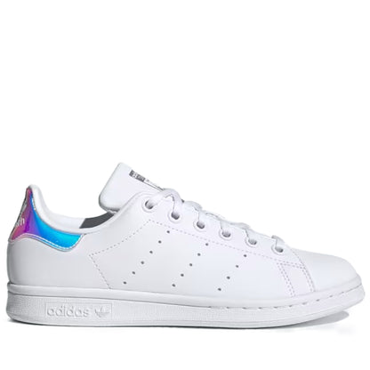 Grade School's Adidas Stan Smith Shoes - Cloud White/Cloud White/Silver Metallic