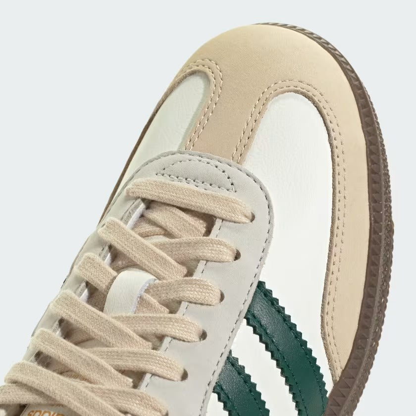 adidas Women's Originals Samba OG Casual Shoes in Off White/Collegiate Green/Sand Strata | Size: 5.5 adidas Women's Originals Samba OG Casual Shoes in Off White/Collegiate Green/Sand Strata | Size: 5.5
