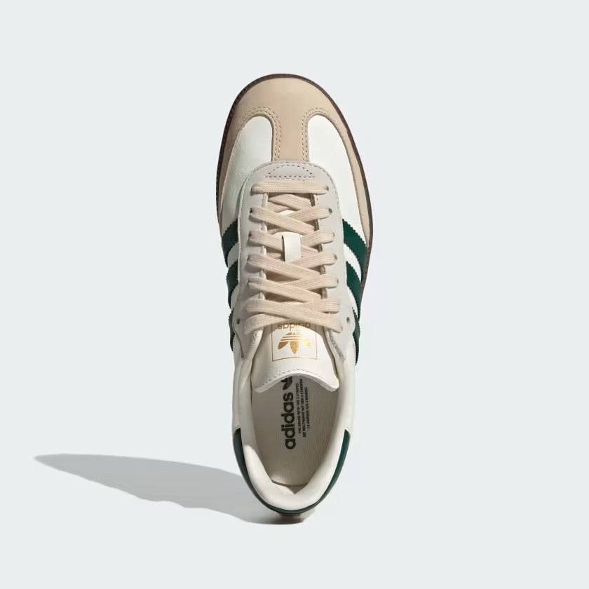 adidas Women's Originals Samba OG Casual Shoes in Off White/Collegiate Green/Sand Strata | Size: 5.5 adidas Women's Originals Samba OG Casual Shoes in Off White/Collegiate Green/Sand Strata | Size: 5.5