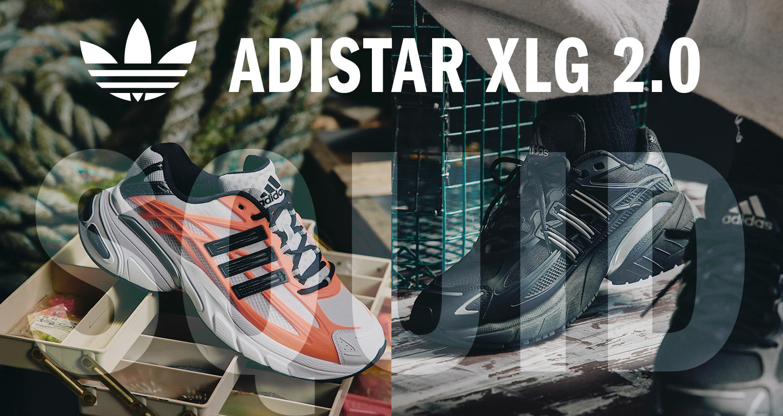Two pairs of Adidas Adistar XLG 2.0 sneakers with the brand logo displayed.