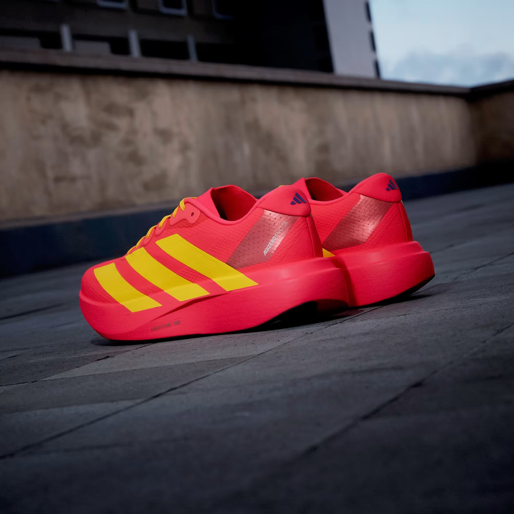 Men's Adidas Adizero Evo SL Woven - Lucid Red/Bold Gold/Semi Lucid Blue