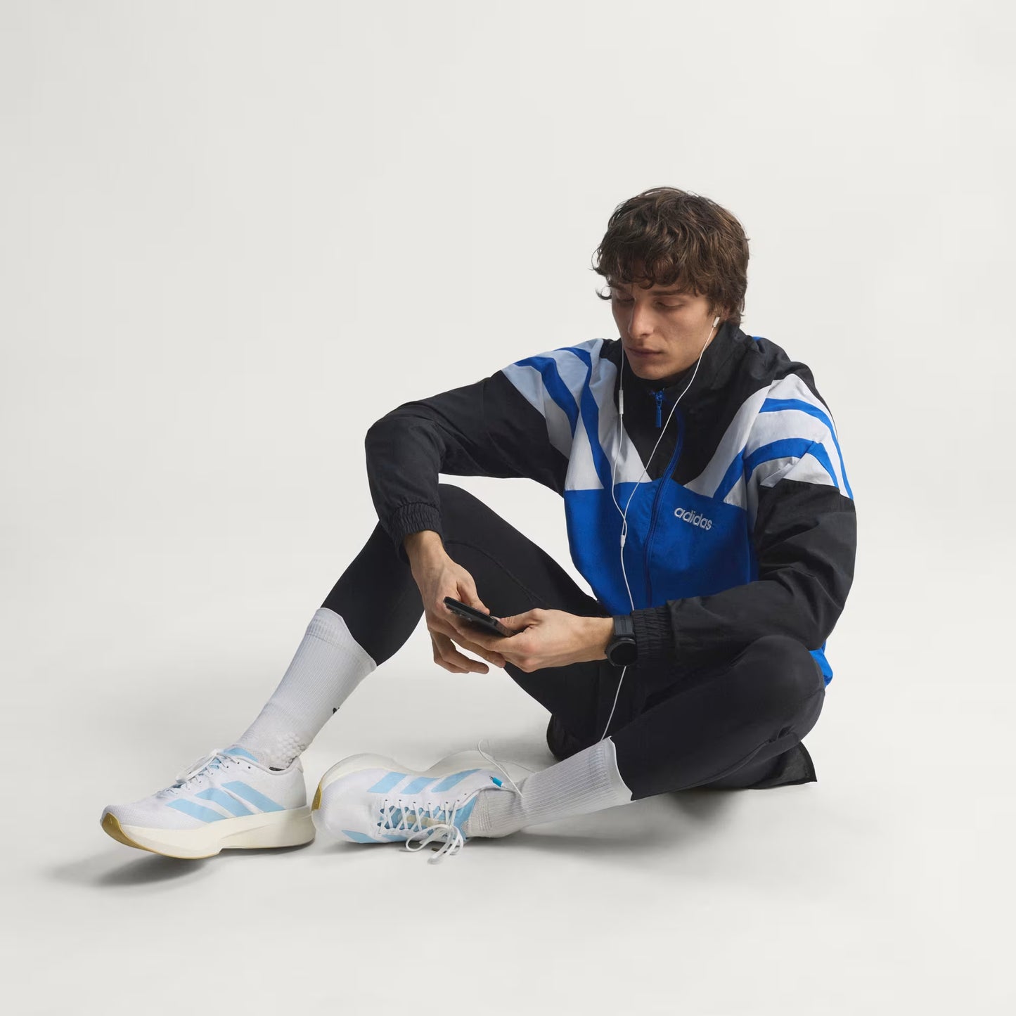Men's Adidas Adizero Evo SL Woven - Cloud White / Clear Blue / Matte Gold