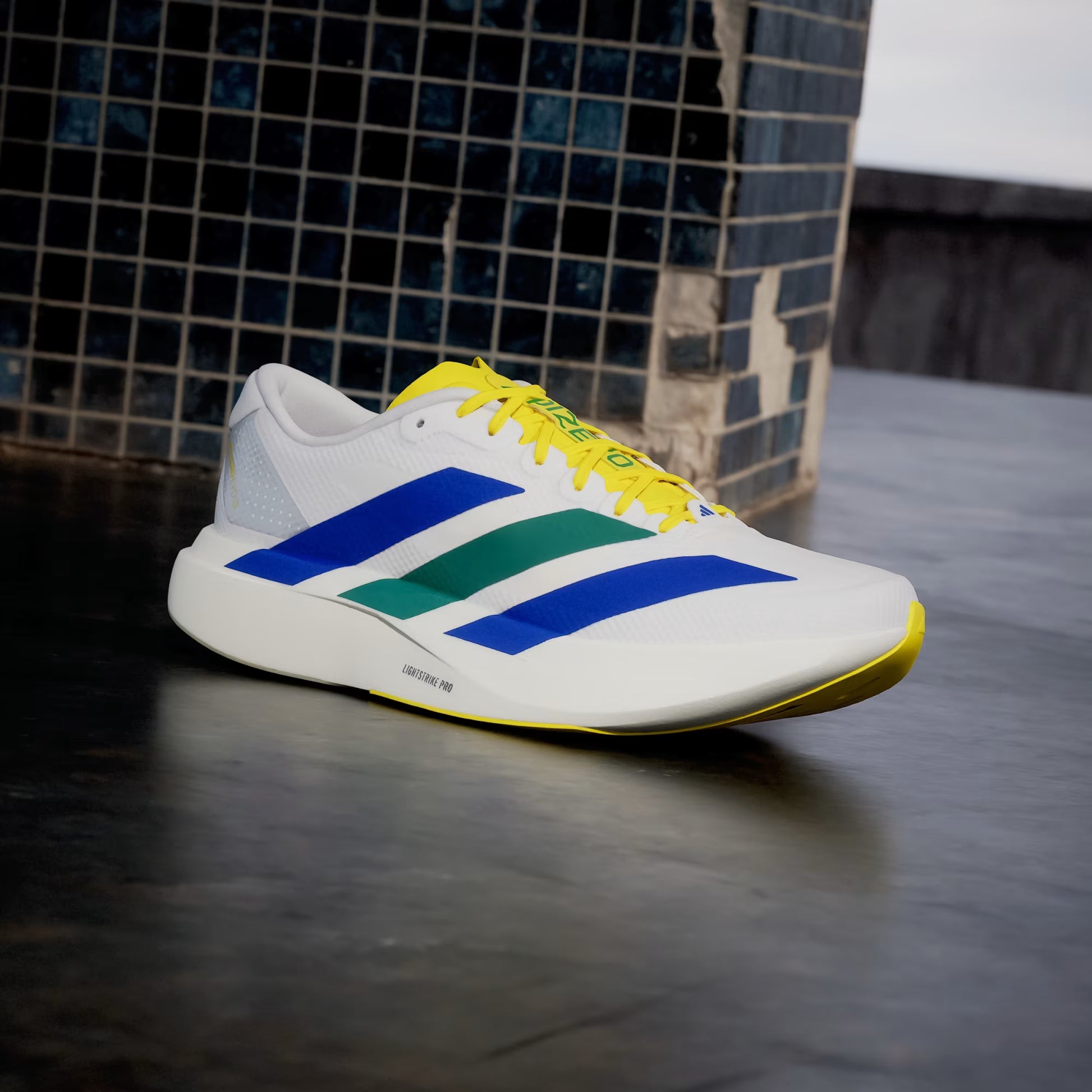 Men's Adidas Adizero Evo SL Woven - Yellow/Royal Blue/Iron Metallic