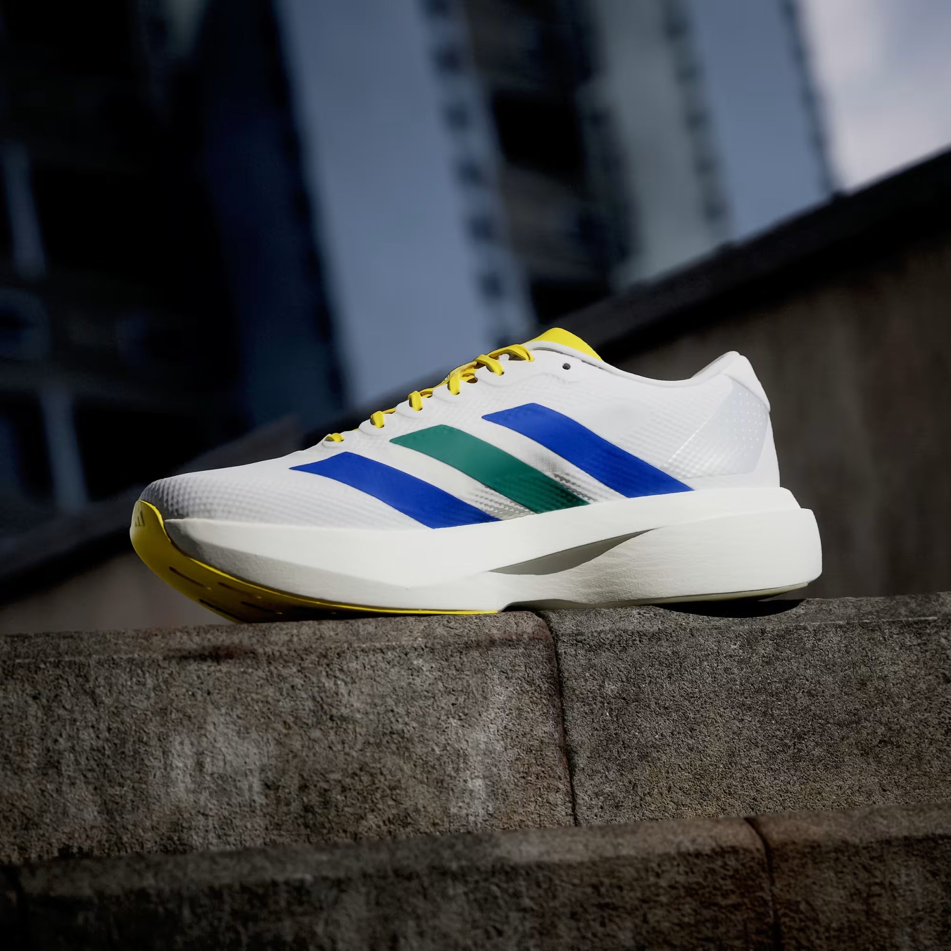 Men's Adidas Adizero Evo SL Woven - Yellow/Royal Blue/Iron Metallic