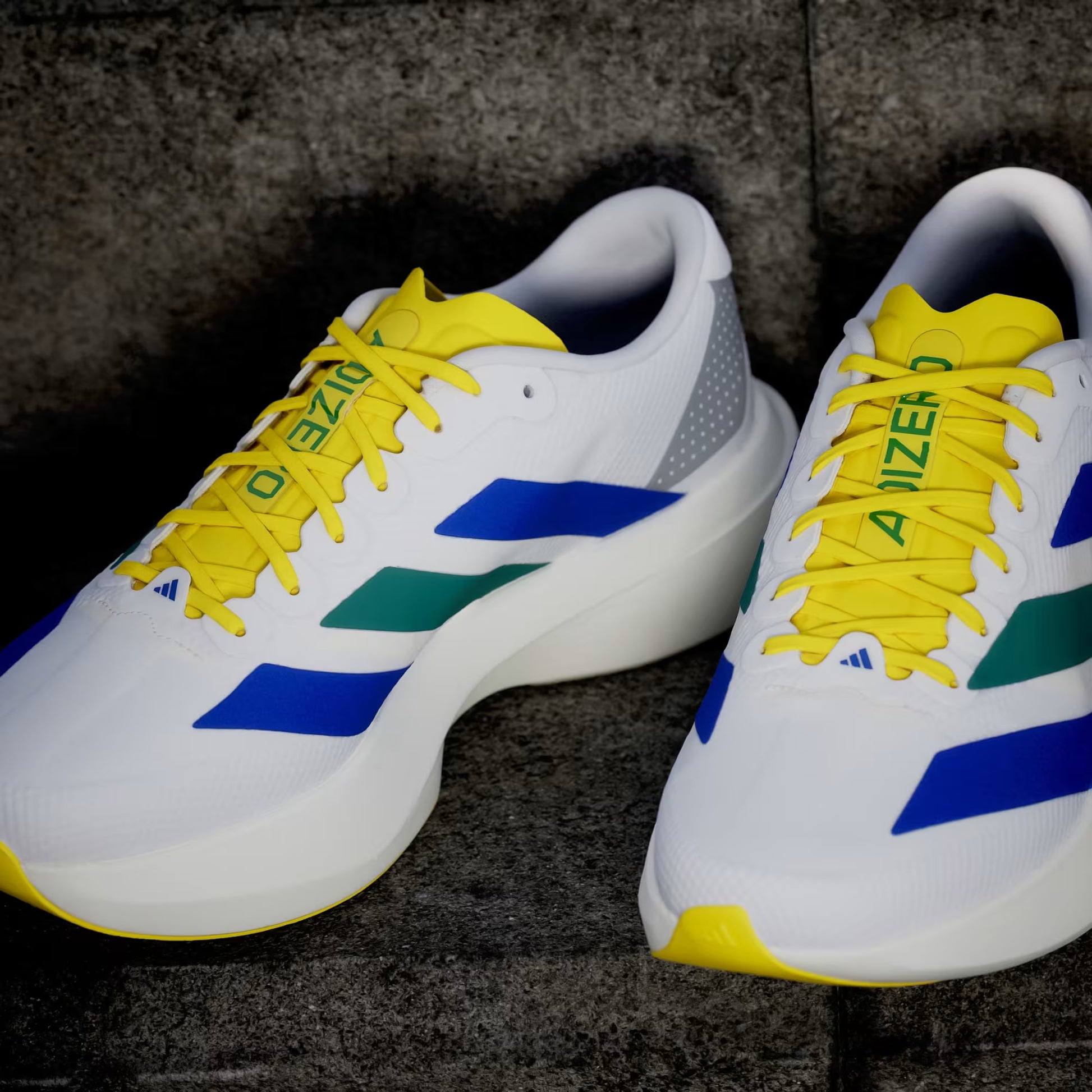 Men's Adidas Adizero Evo SL Woven - Yellow/Royal Blue/Iron