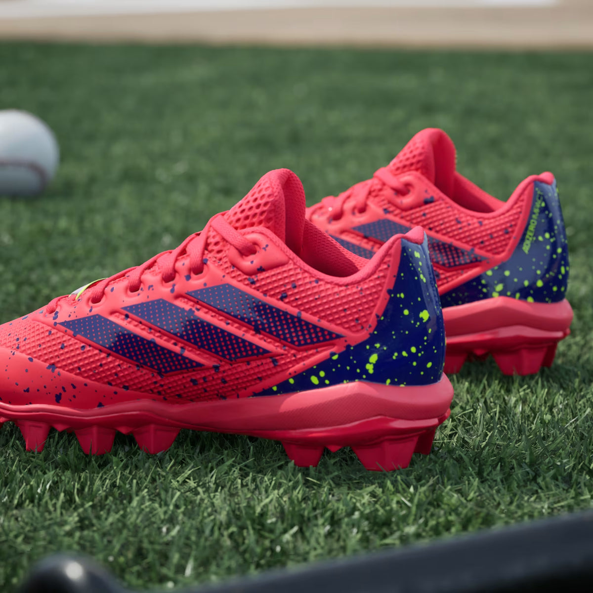 Adidas Adizero Impact Molded Rubber 2.0 BSB GS - Lucid Red / Blue Lemon