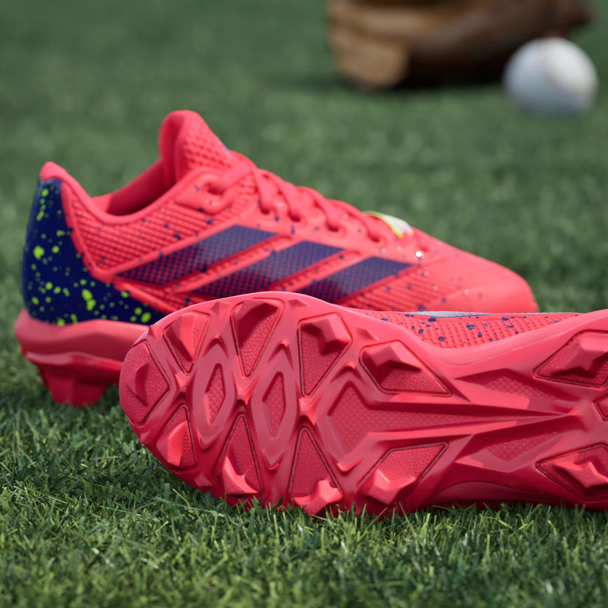 Adidas Adizero Impact Molded Rubber 2.0 BSB GS - Lucid Red / Blue Lemon