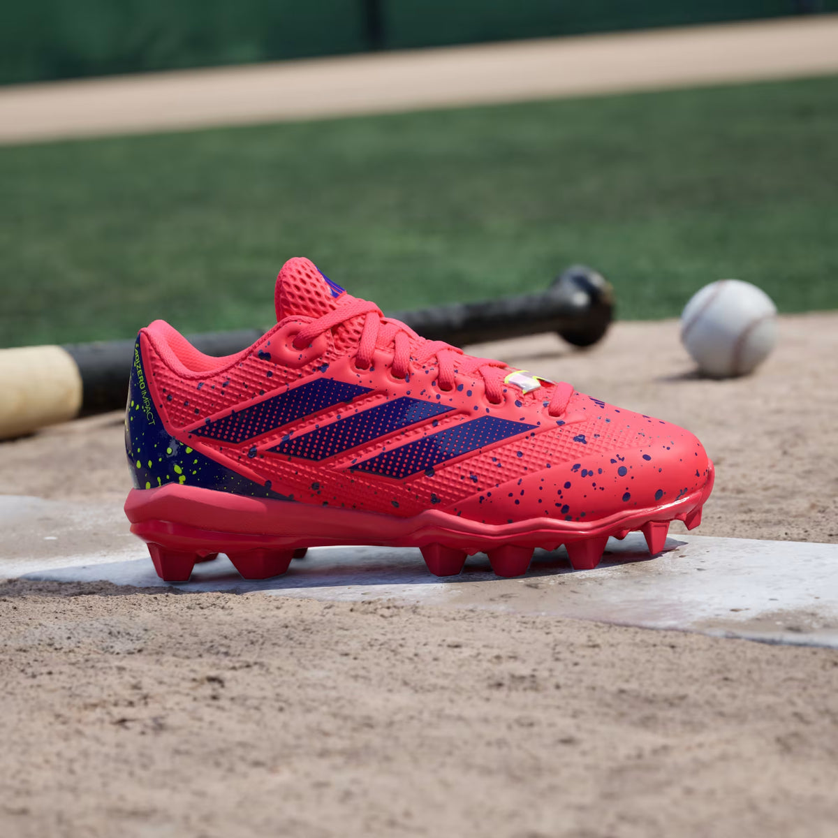 Adidas Adizero Impact Molded Rubber 2.0 BSB GS - Lucid Red / Blue Lemon