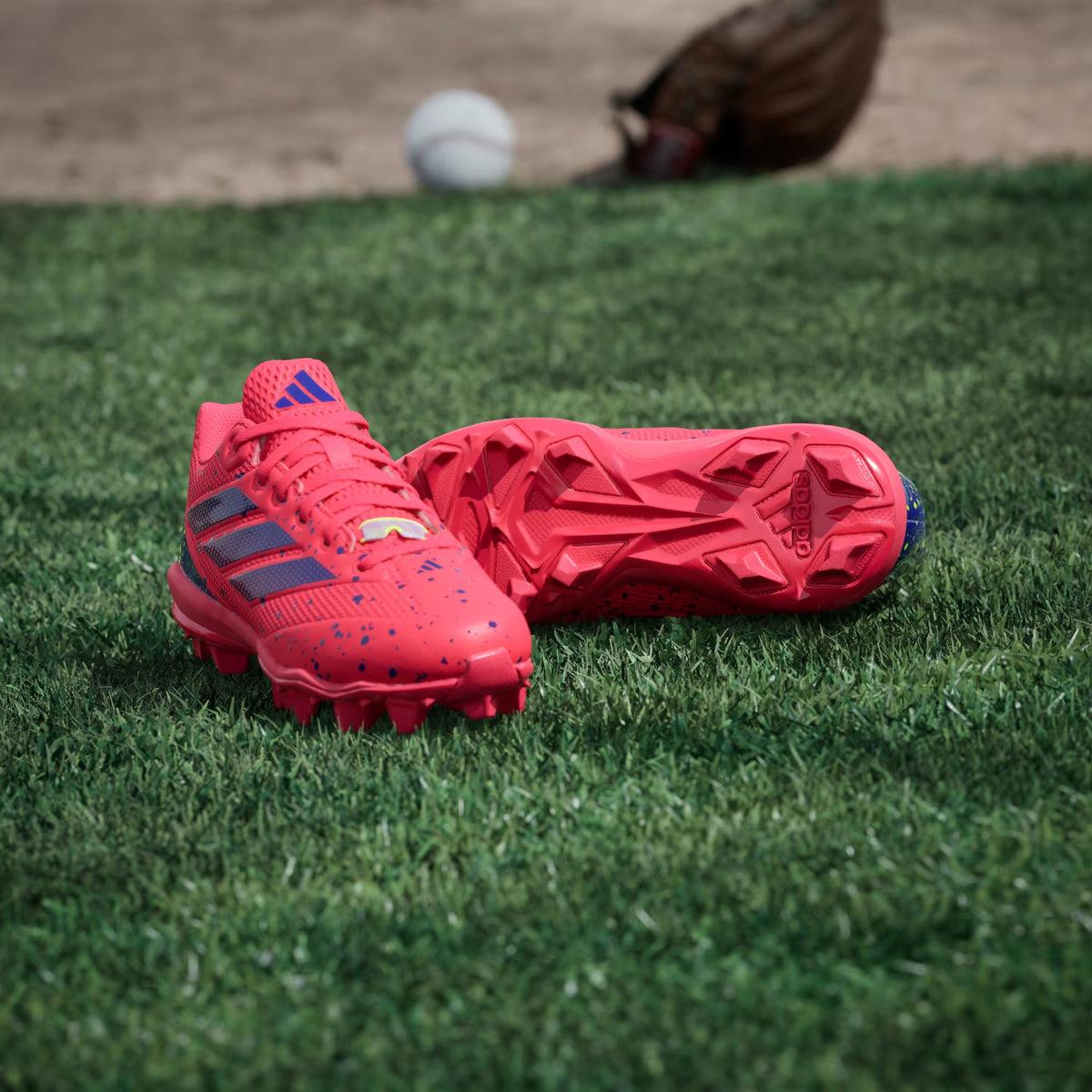 Adidas Adizero Impact Molded Rubber 2.0 BSB GS - Lucid Red / Blue Lemon