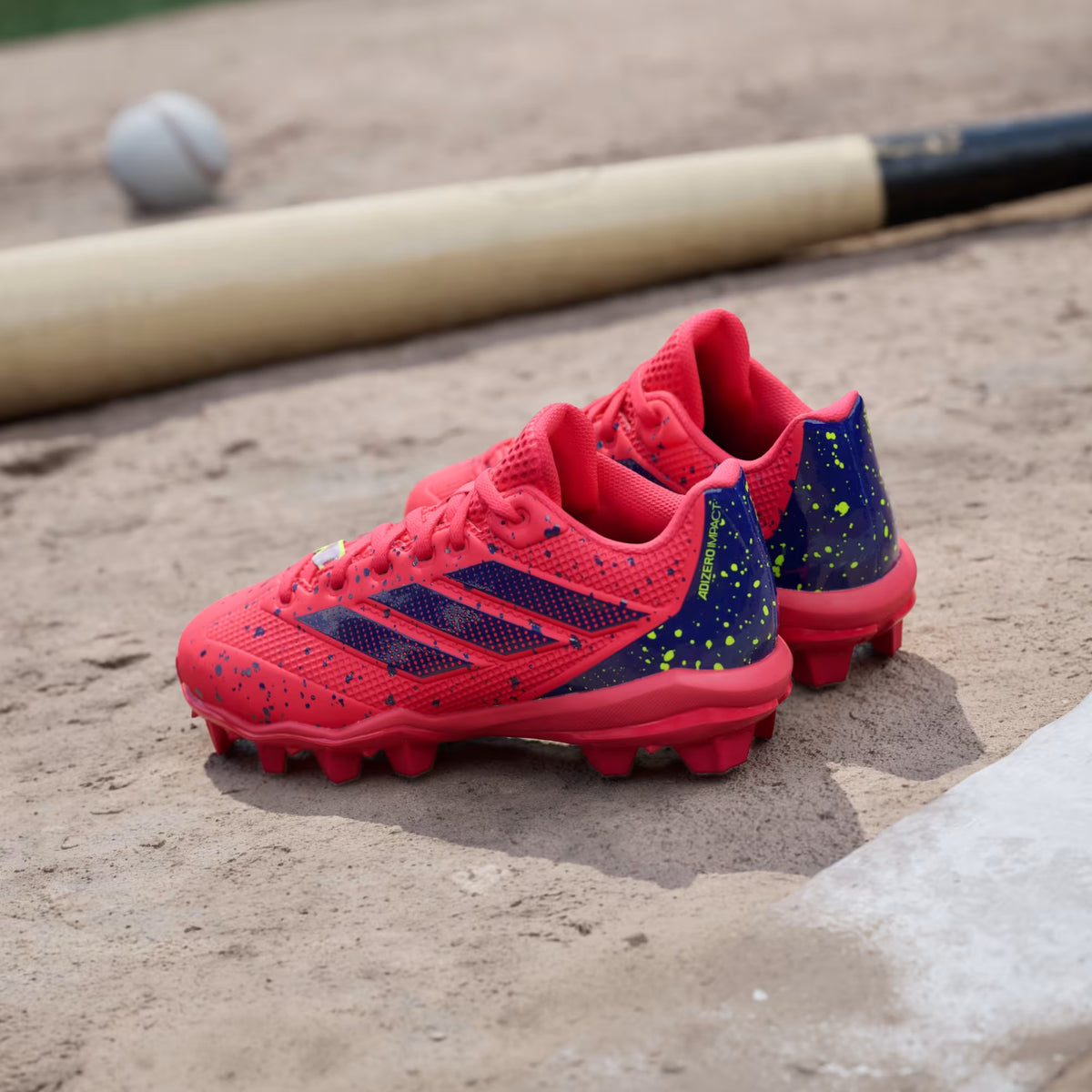 Adidas Adizero Impact Molded Rubber 2.0 BSB GS - Lucid Red / Blue Lemon