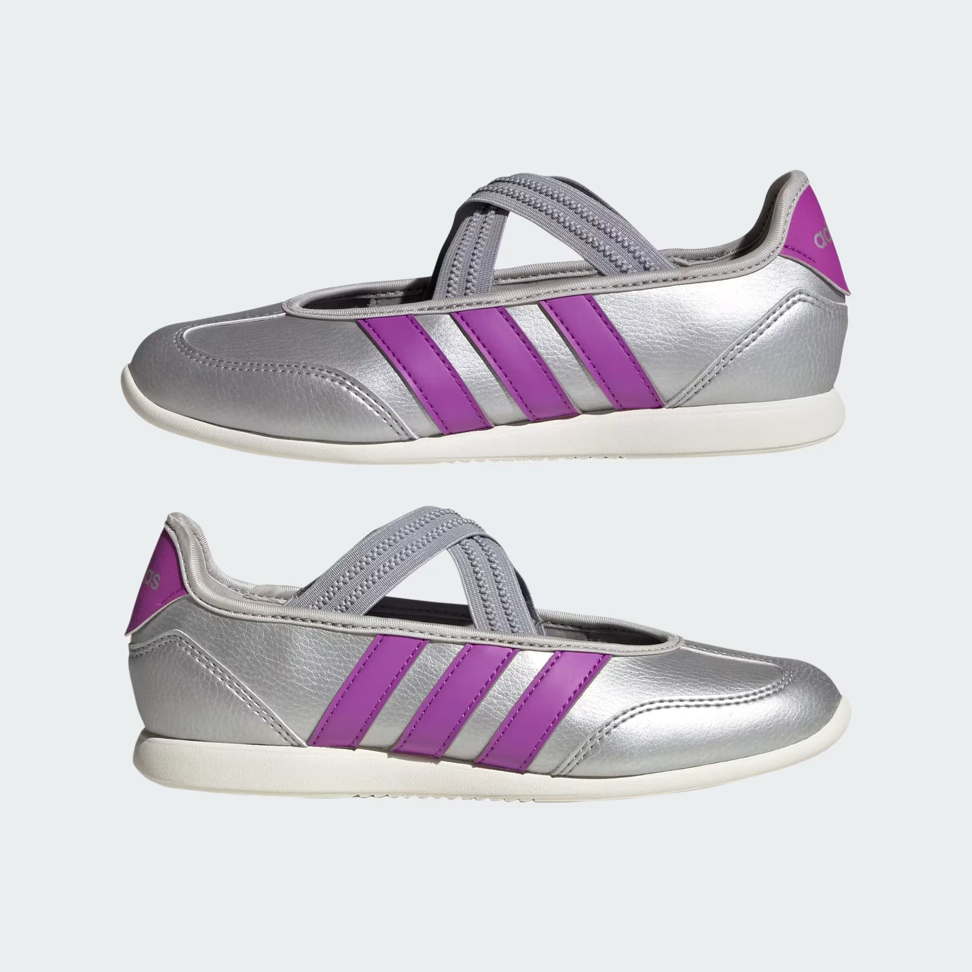 Grade School Adidas Barreda Mary Jane Junior - Silver Metallic / Purple Burst / Off White