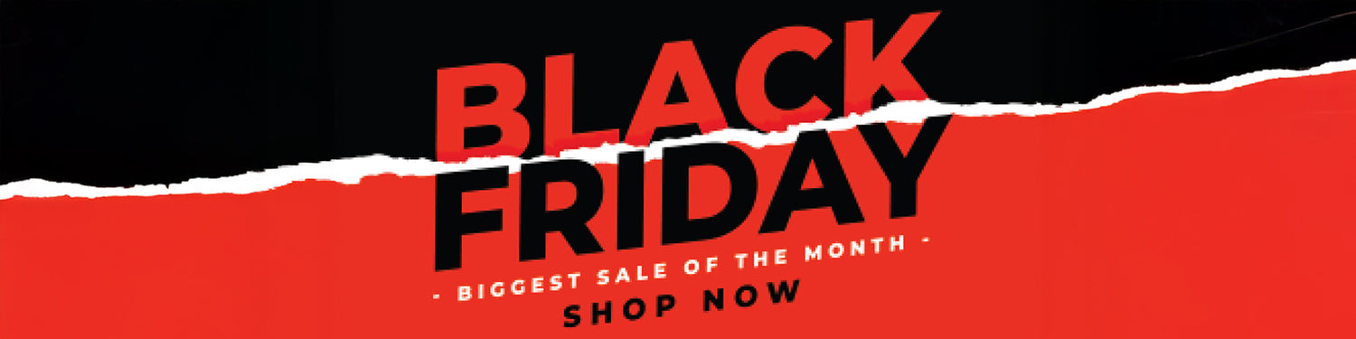Black Friday sale banner with red and black design