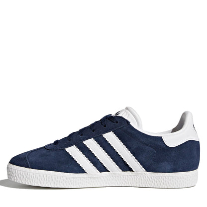 Grade School Adidas Gazelle J Shoes - Navy/ White
