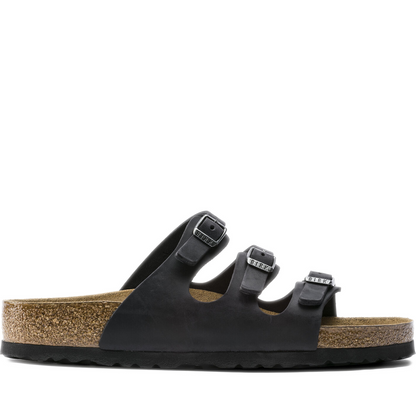 Birkenstock Florida Soft Footbed Sandals - Oiled Leather - Black