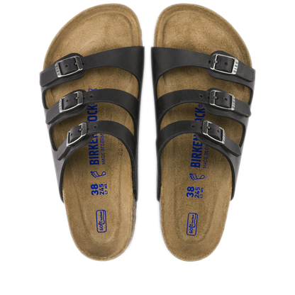 Birkenstock Florida Soft Footbed Sandals - Oiled Leather - Black