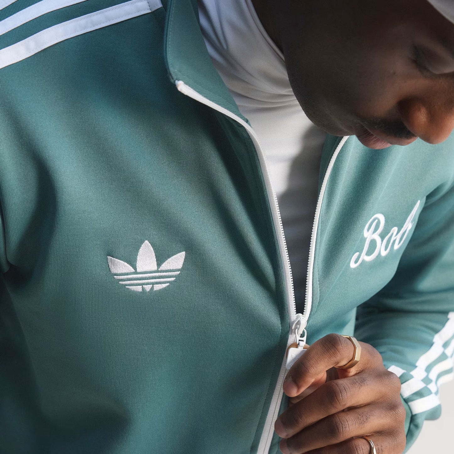 Men's Adidas Bob Marley Track Top - Tech Emerald