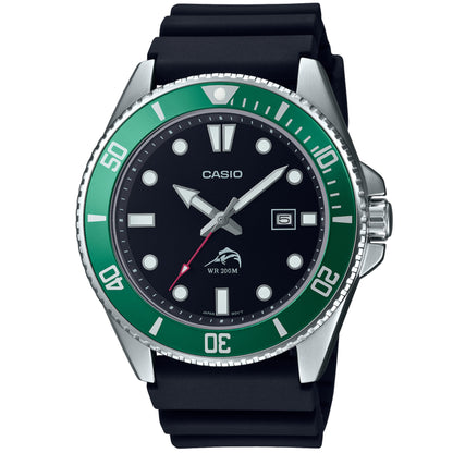 Casio Analog MDV106B-1A3V Watch 46.3mm - Black/Silver/Green Black Green