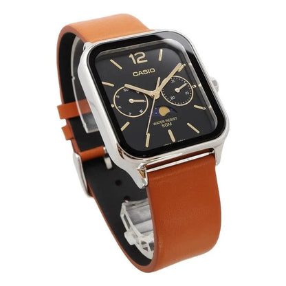 Casio Moon Phase MTP-M305LC-1AV Leather Watch - Tan/Black