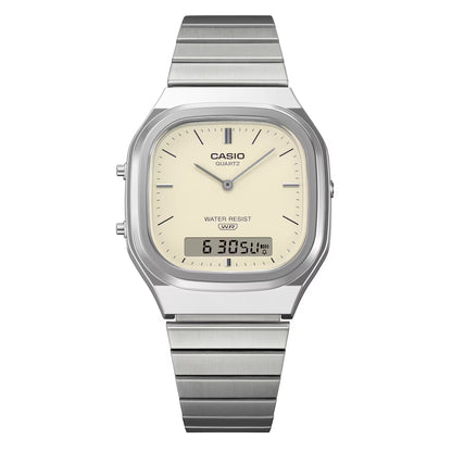Casio Vintage Analog - Digital - Silver / Cream