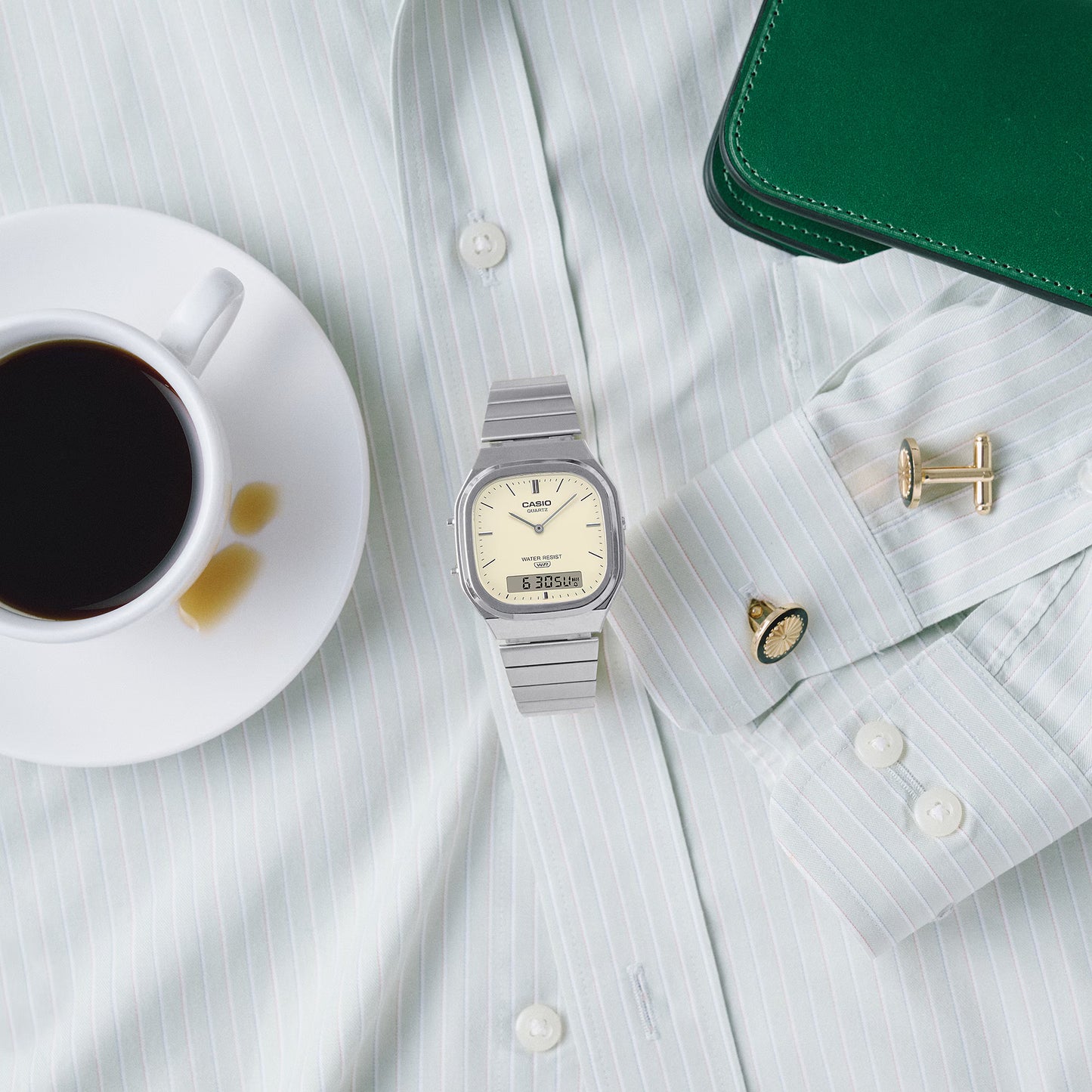 Casio Vintage Analog - Digital - Silver / Cream