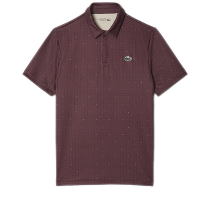 Men's Lacoste Regular Fit UV Protect Golf Polo Shirt - Bordeaux/Navy Blue